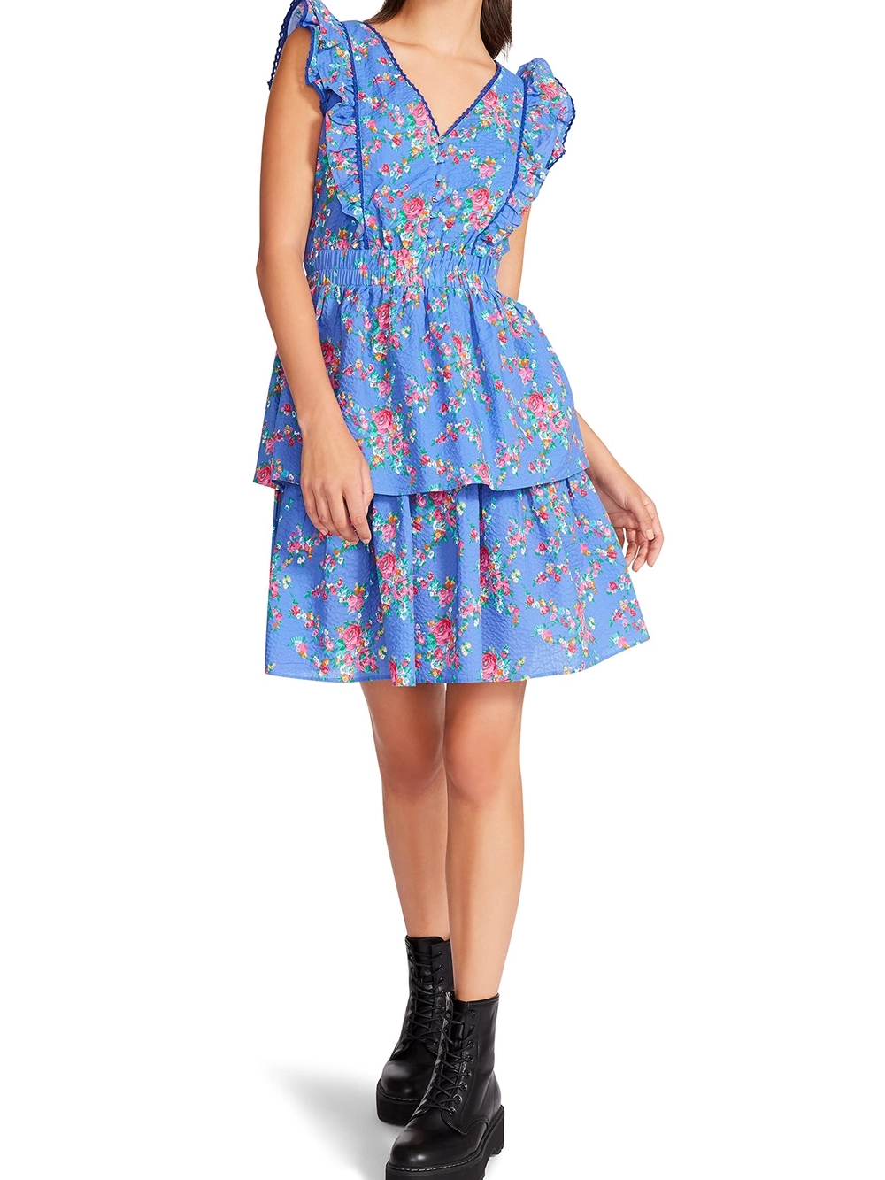 Betsey Johnson V-Neck Sleeveless Bush Gardens Seersucker Mini dress Size XXL